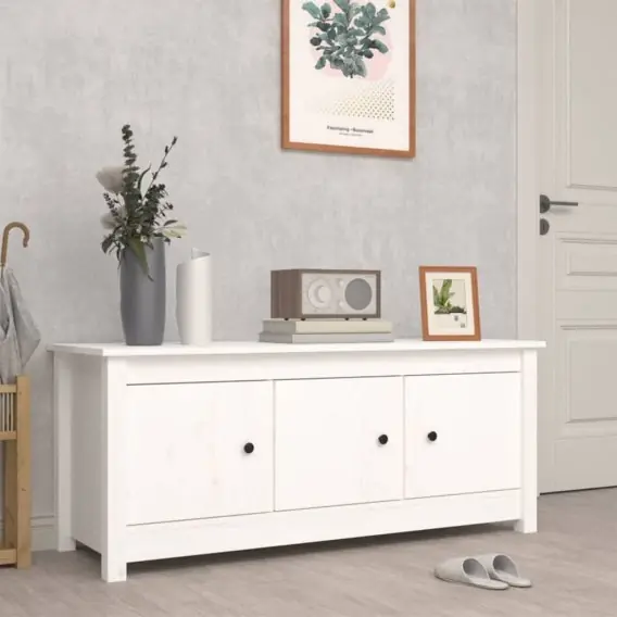 Szafka na buty, biała, 110x38x45,5 cm, lite drewno sosnowe Lumarko! - Hurtownia wielobranżowa Lumarko Hit cenowy